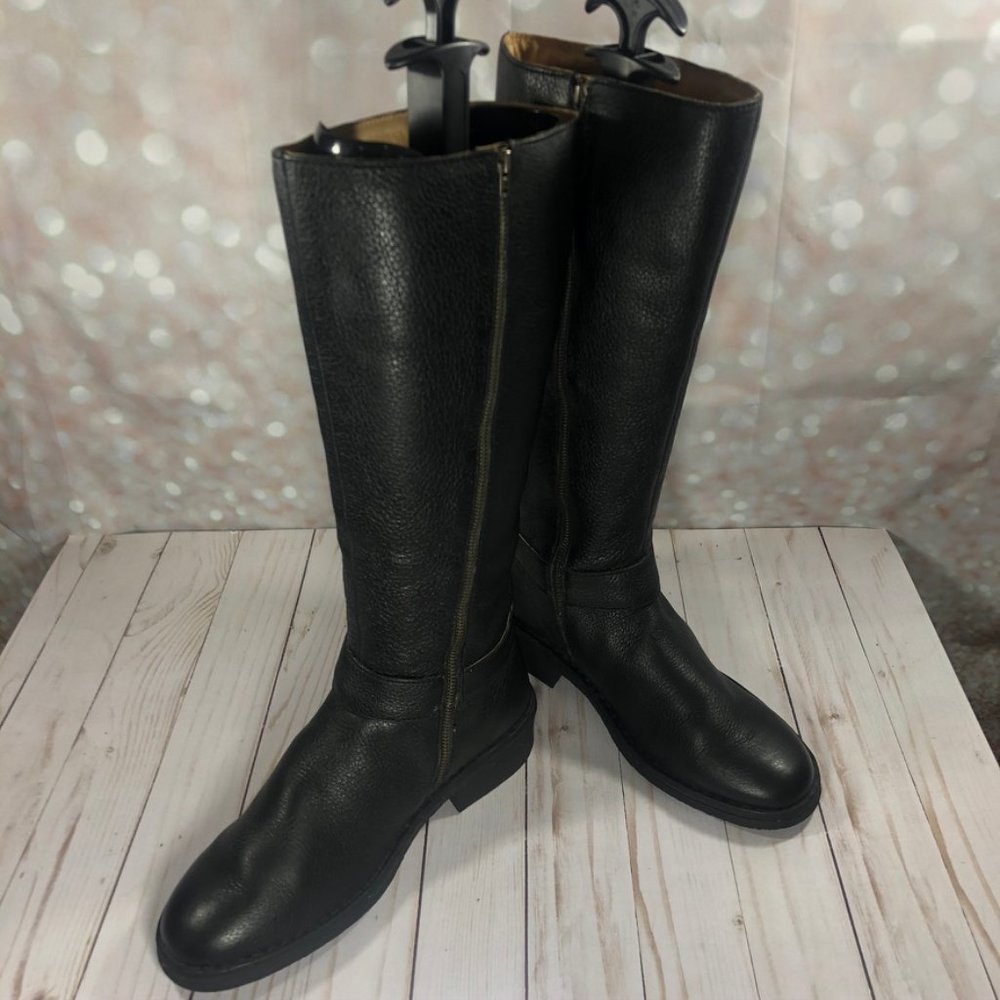 BORN-Black Leather Riding Boots Size 10